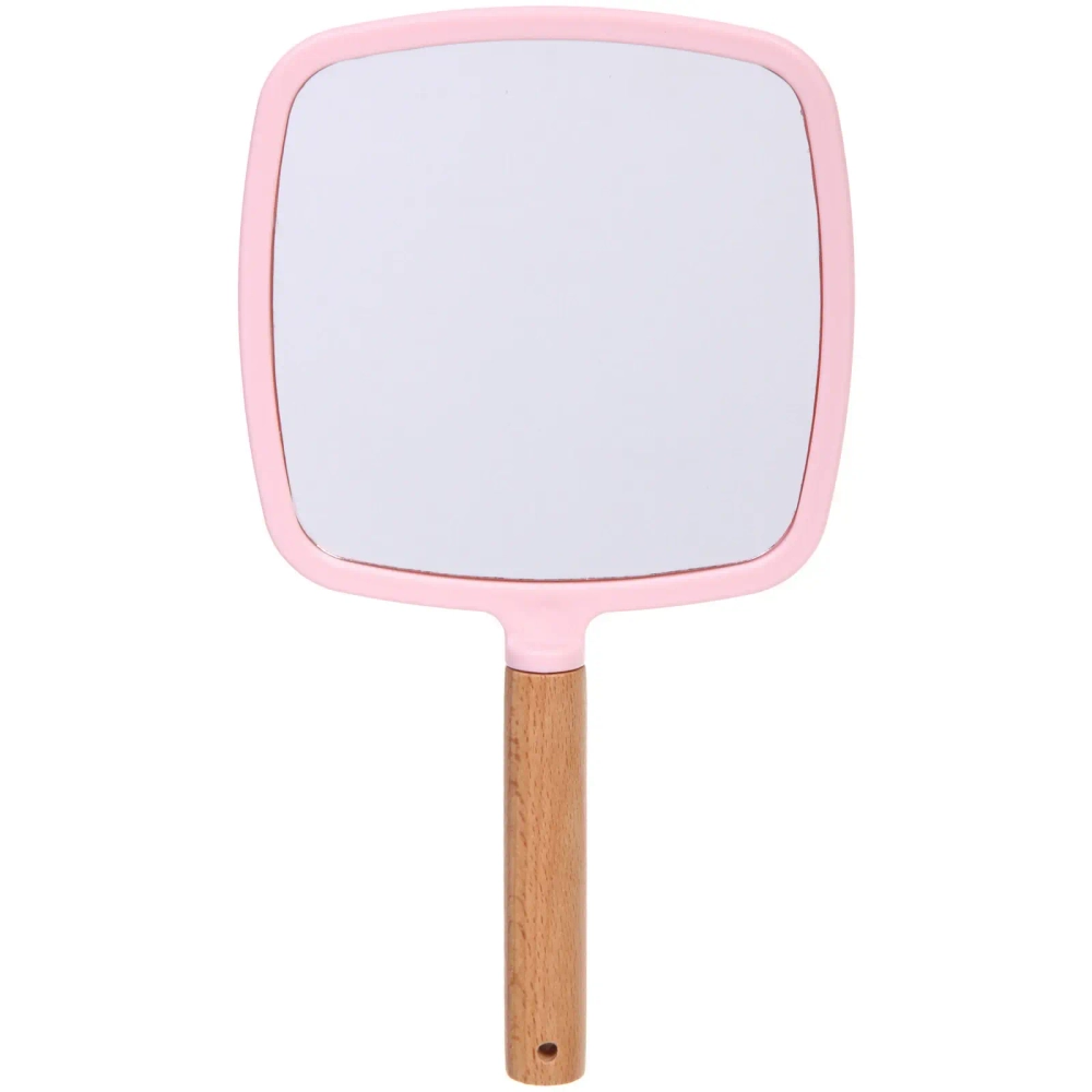 Зеркало косметическое с ручкой «Cute look - Королева», квадрат, цвет пудровый 14*25см