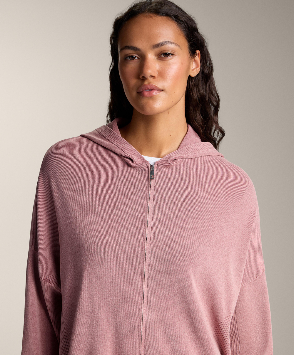 Oysho Длинная вязаная куртка с эффектом потертости, светло-розовый