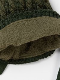 Шапка зимняя из смесовой шерсти с флисовым подкладом "Олива" на завязках