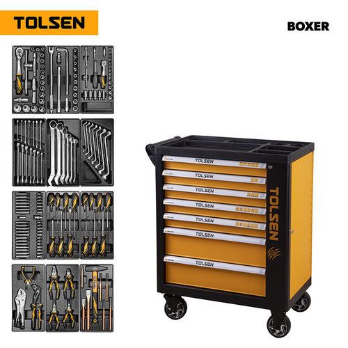 TOLSEN (TT85415) Набор инструментов "BOXER" в черной тележке, 157 предметов