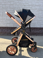 Коляска-трансформер 3в1 Luxmom V9 Черный текстиль