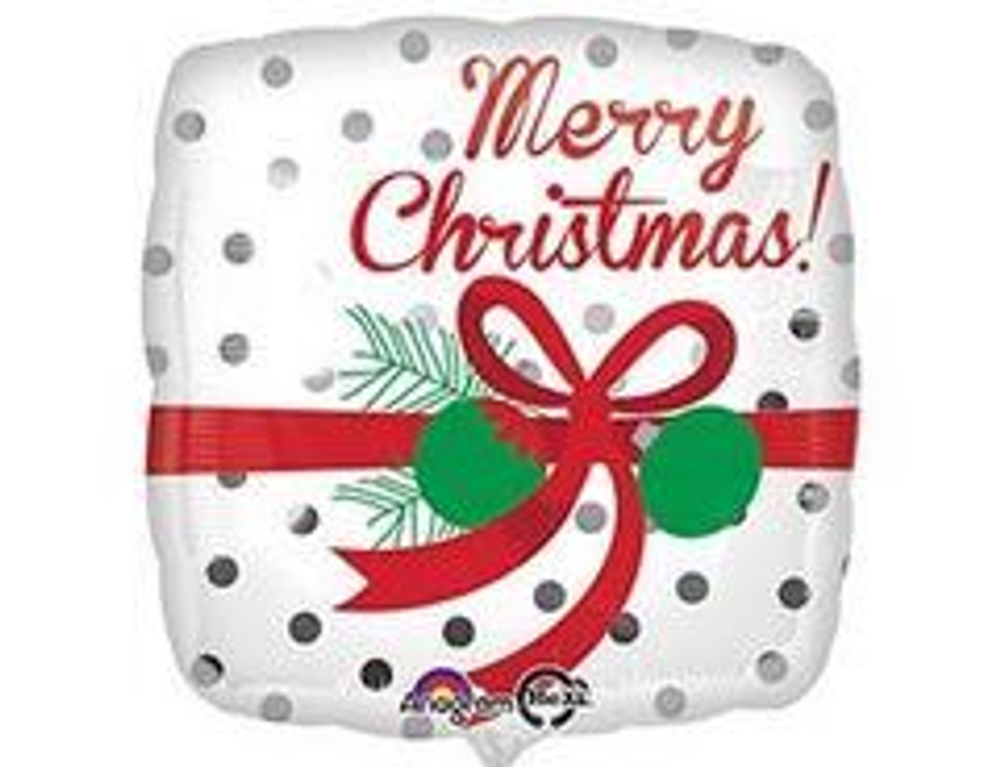 А 18" Квадрат Горошек Рождество