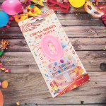 Свеча для торта Цифра С днем рождения «0» 5,5*4 см, розовый