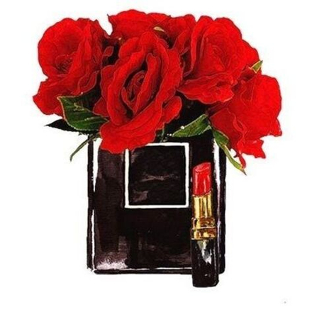 Термотрансфер "Красные розы" 24х20 с надписью, наклейка на одежду