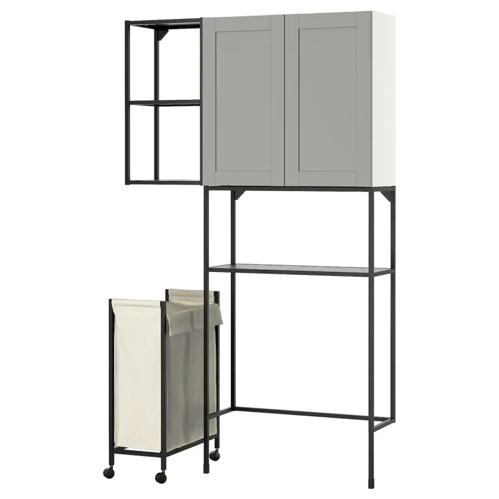 Комбинация для ванной - IKEA ENHET, 120х32х204 см, серый/антрацит, ЭНХЕТ ИКЕА