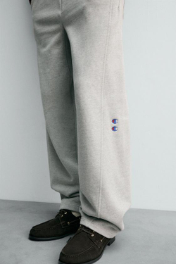 ZARA X CHAMPION ® БРЮКИ-ДЖОГГЕРЫ WIDE FIT, СЕРЫЙ МЕЛАНЖ