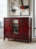 Тумба 180х50х145, Джоли, 3 двери 3 ящика для одежды, для спальни, гостиной, детской, прихожей, массив березы, красный, MAKOSA