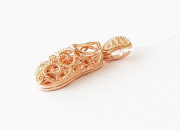 Подвеска Тапочка святого Спиридона. Ажурная. Позолота.