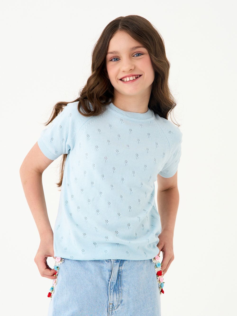 Джемпер для девочки 1384 голубой