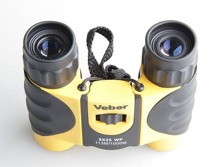 Бинокль Veber 8x25 WP черный-желтый