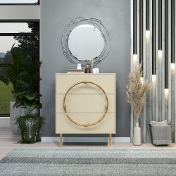 Комод Арт Колор matte Стайл Голд с 3 ящиками Серый шелк матовый