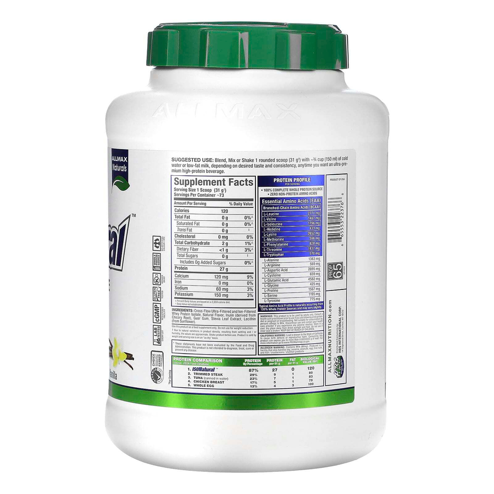 ALLMAX, ISONatural™, изолят сывороточного протеина, со вкусом ванили, 2,27 кг (5 фунтов)