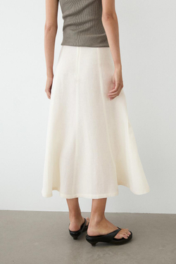 Massimo Dutti Струящаяся юбка миди из 100% льна, белый