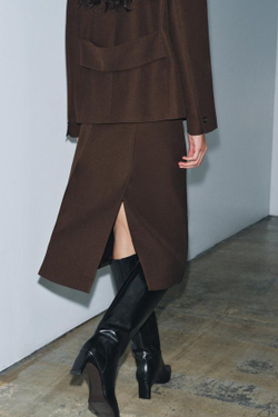 ZARA ЮБКА В СКЛАДКУ — ZW COLLECTION, КОРИЧНЕВЫЙ