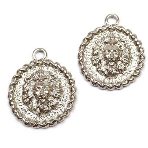 Подвеска "Лев" 25х20 мм, родий