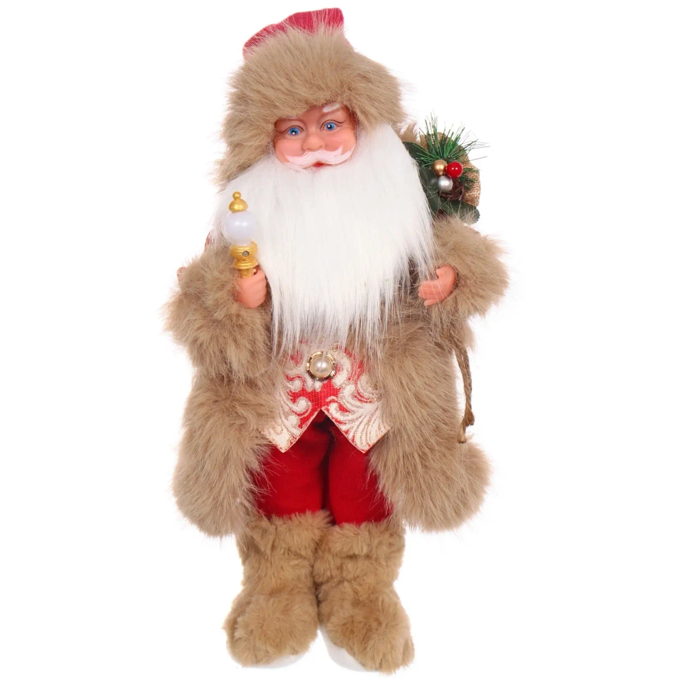 Дед Мороз - Лесовичок «Лесной добряк» 40 см, Красный/бежевый