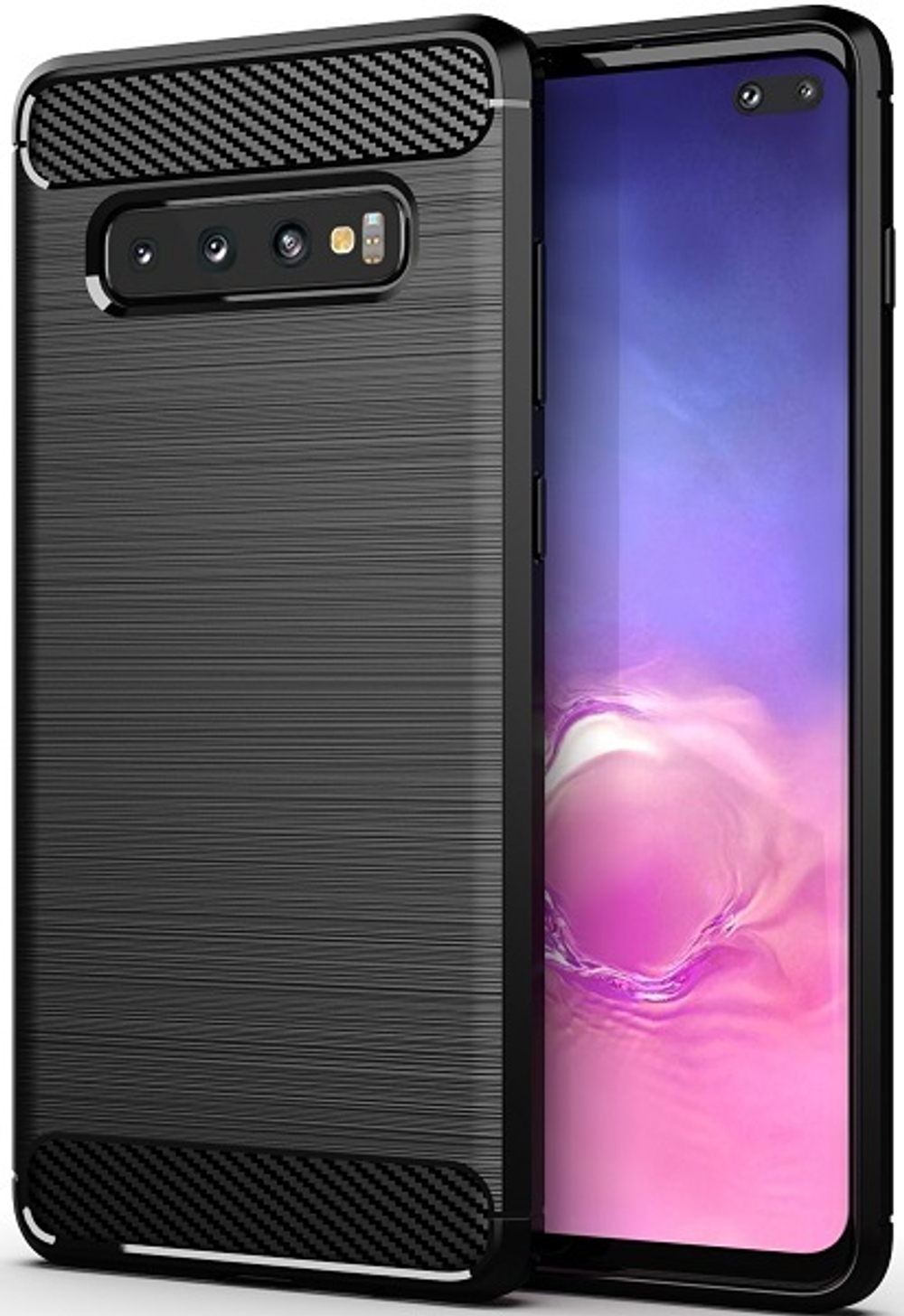 Чехол для Samsung Galaxy S10 Plus цвет Black (черный), серия Carbon от Caseport