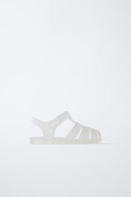 ZARA РЕЗИНОВЫЕ САНДАЛИИ C РЕМЕШКАМИ, ПРОЗРАЧНЫЙ