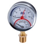 Термоманометр вертикальный  80 мм 1/2"- 10 бар (0-120C) Millennium