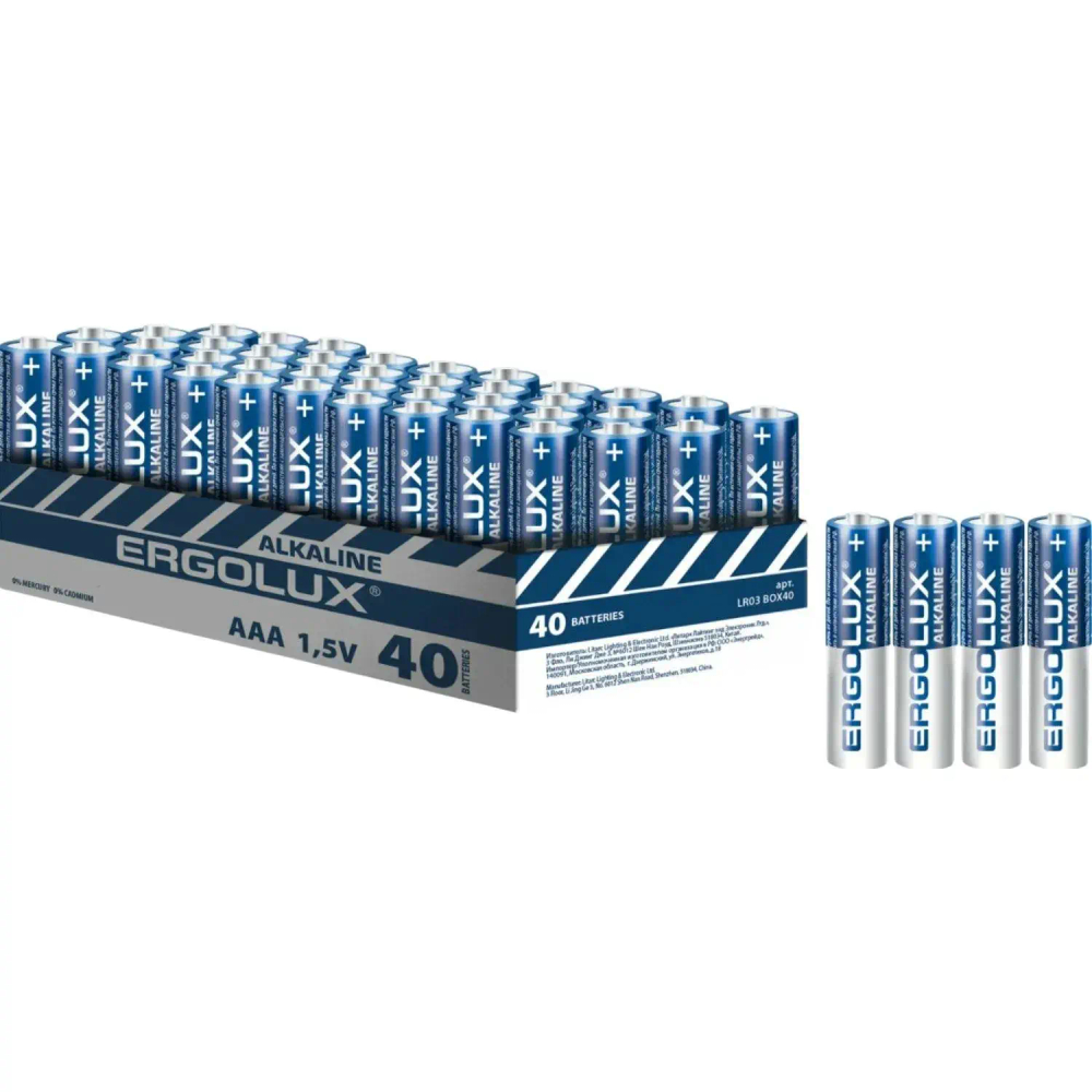 Батарейка Ergolux Alkaline BOX40 LR6  (ПРОМО, LR6 BOX40, 1.5В) 40шт/уп