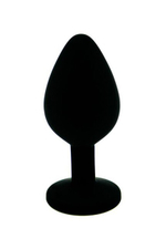 Маленькая черная пробка с розовым кристаллом ONJOY Silicone Collection (Цвет: черный с розовым)