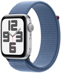 Apple Watch SE 2 (2023), 44 мм, Умные часы Корпус из алюминия цвета Серебро, Sport Loop Ледяной синий (MREF3)