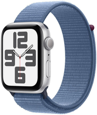 Apple Watch SE 2 (2024), 44 мм, Умные часы Корпус из алюминия цвета Серебро, Sport Loop Ледяной синий