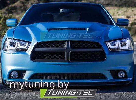 Передние фары tube light chrome для Dodge Charger LX II