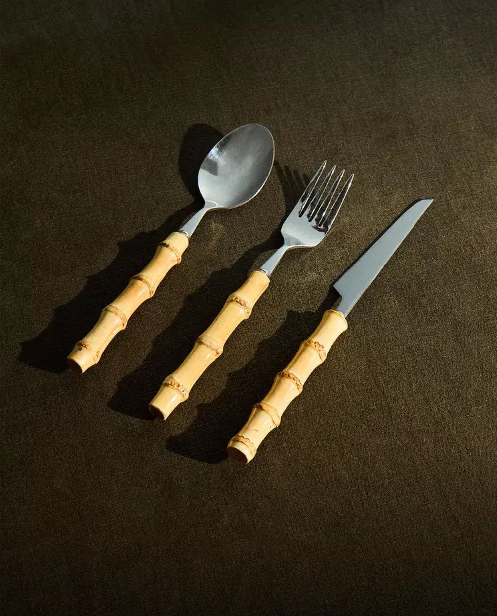 ZARA HOME НАБОР СТОЛОВЫХ ПРИБОРОВ С БАМБУКОВОЙ РУЧКОЙ (НАБОР ИЗ 3 ПРЕДМЕТОВ), КОРИЧНЕВЫЙ