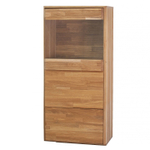 Шкаф витрина 60х38х130, Михаэлла, с подсветкой, ящиком для вещей, дверью, для гостиной, массив дуба, Dipriz