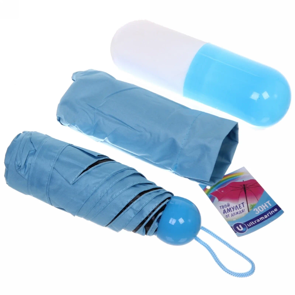 Зонт женский механический в пласт. тубе «Ультрамарин», микс 4 цвета, 8 спиц, d-90см, длина в слож. виде 19см