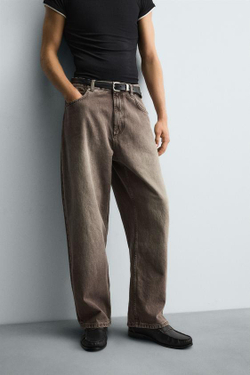 ZARA ДЖИНСЫ BAGGY FIT, КОРИЧНЕВЫЙ
