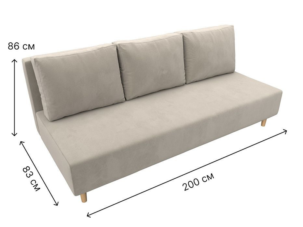 Диван прямой Лига-033 МИКРОВЕЛЬВЕТ Бежевый