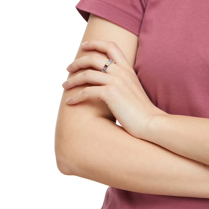 Кольцо Широкое Серебро Радужное