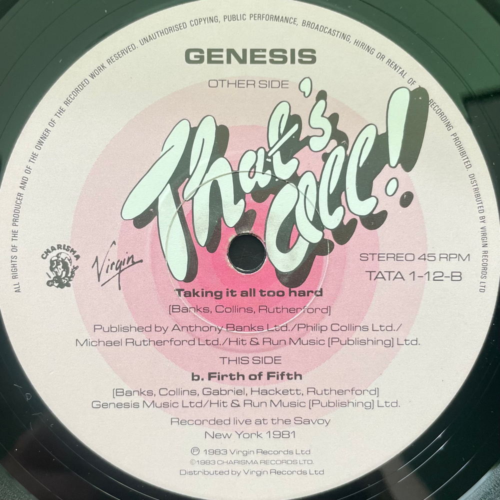 Genesis ‎– That's All (Англия 1983г.) 12", 45 RPM
