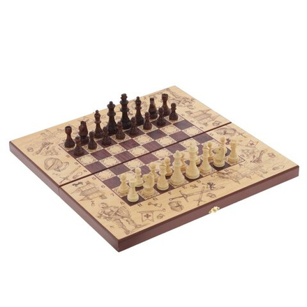GAEM Игра настольная 3 в 1 (шахматы, шашки, нарды) "Рыцари", L50 W25 H6 см