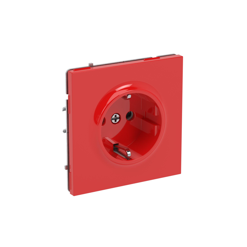 Розетка силовая, 2P+E, с з/ш, KANT, красный сатин