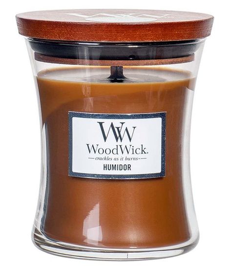 Кожаный портсигар, ароматическая свеча, WoodWick