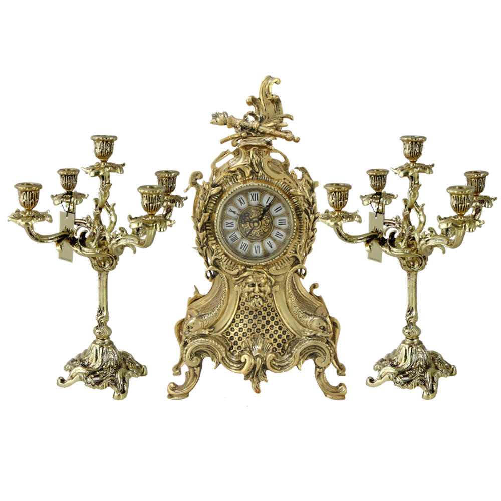Bello De Bronze Каминные часы с канделябрами "Карранка Велло"