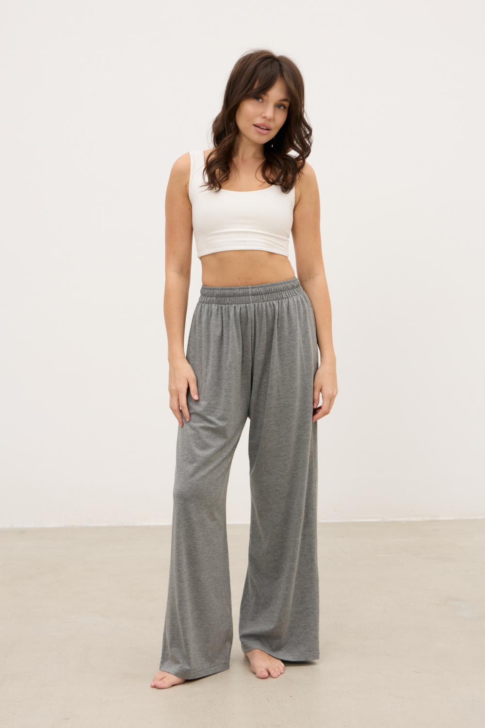 Брюки TWO SKIN, серый меланж