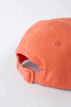 ZARA КЕПКА С ЭФФЕКТОМ ПОТЕРТОСТИ И ВЫШИВКОЙ, ОРАНЖЕВЫЙ