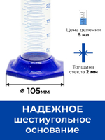 Цилиндр мерный стеклянный с носиком, 250 мл на пластиковом основании, 3 шт.
