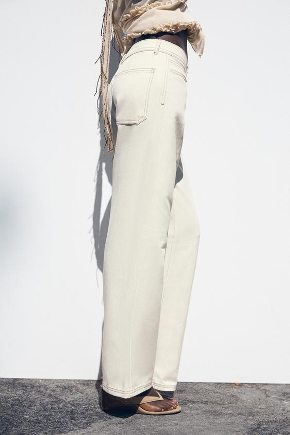 ZARA ДЖИНСЫ Z1975 WIDE LEG С ВЫСОКОЙ ПОСАДКОЙ, ЖЕЛТОВАТО-БЕЛЫЙ