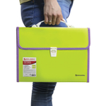 Папка-портфель пластиковая BRAUBERG "JOY" А4 (330х245х35 мм) 13 отделений с окантовкой салатовая (2 штуки в упаковке)