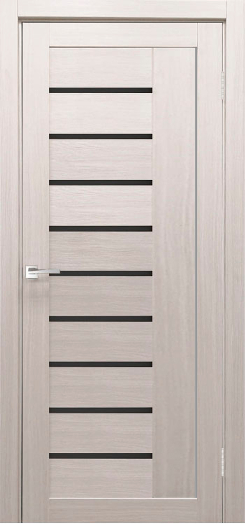 Межкомнатная дверь Y-5 / Цвет тон Белая лиственница / Остекление "Лакобель черное" / Двери Верда