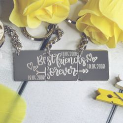 Брелки для лучших друзей Best friends forever с гравировкой на заказ