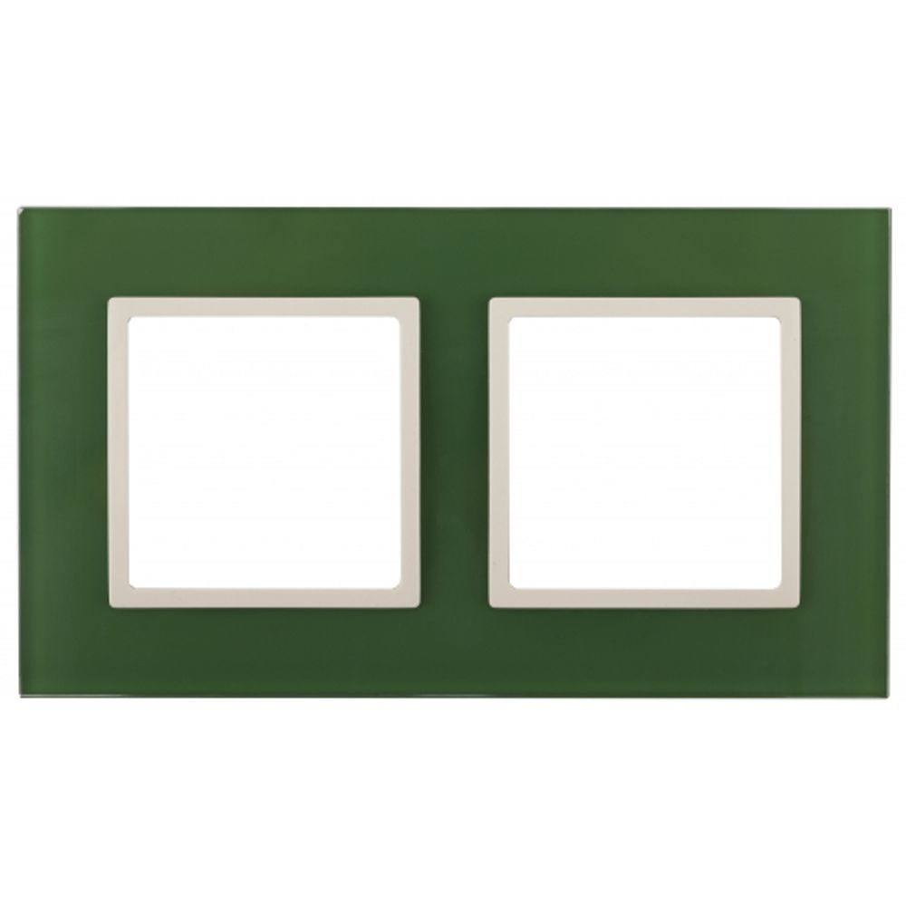 14-5102-27 ЭРА Рамка на 2 поста, стекло, Эра Elegance, зелёный+сл.кость