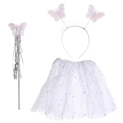 Карнавальный костюм «Звездное небо» (юбка, ободок, волшебная палочка), Белый