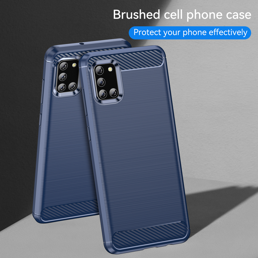 Мягкий чехол синего цвета в стиле карбон для Samsung Galaxy A31, серия Carbon от Caseport