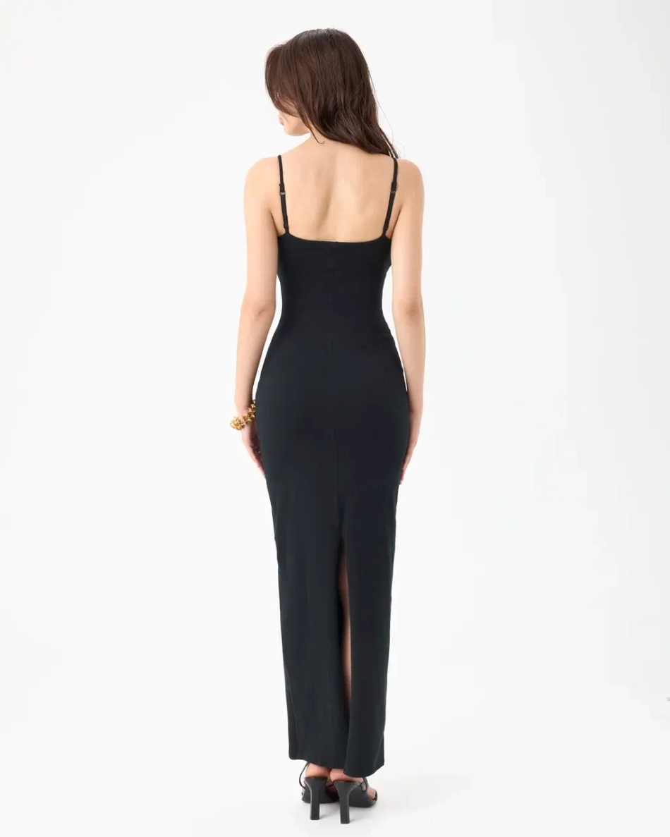 BLACK PEACHY COTTON MAXI DRESS